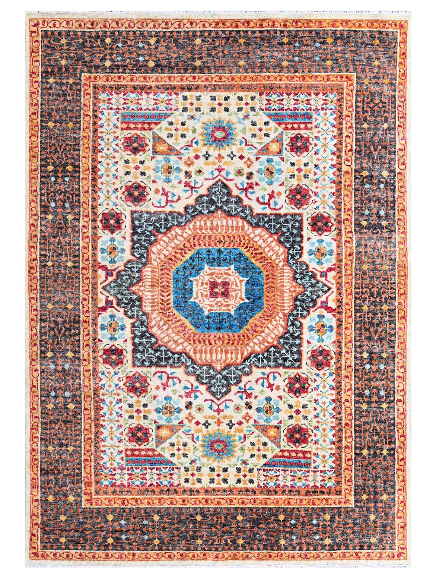 Exclusive Faberge FB-408 Orange Multi Traditional Hand Knotted Rug