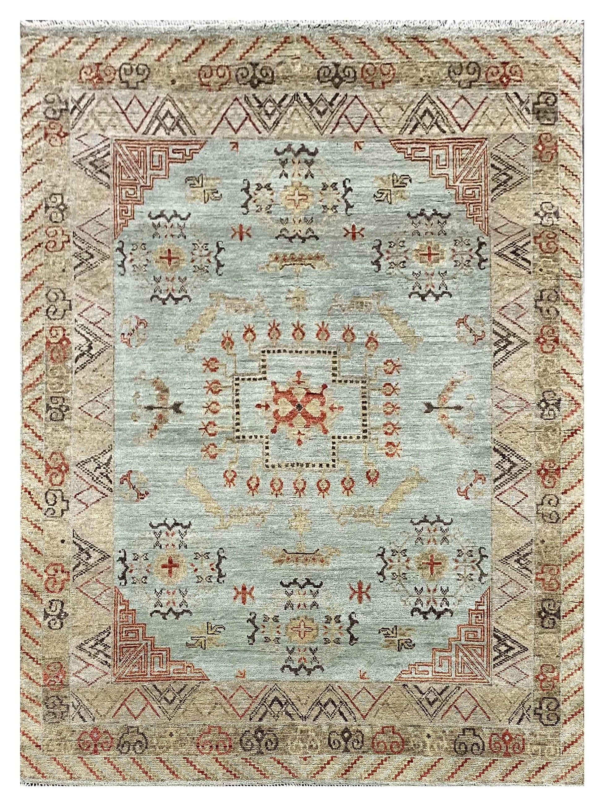 Exclusive Bazaar BZ-116 Lt.Blue Beige  Oushak Hand Knotted Rug