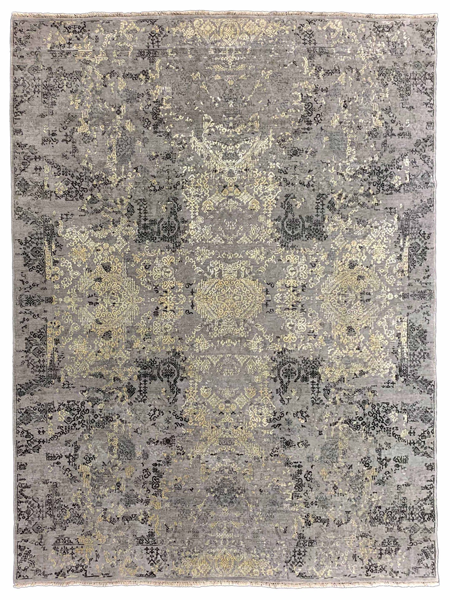 Exclusive Dazzling DL-318 Grey Ivory  Transitional Hand Knotted Rug