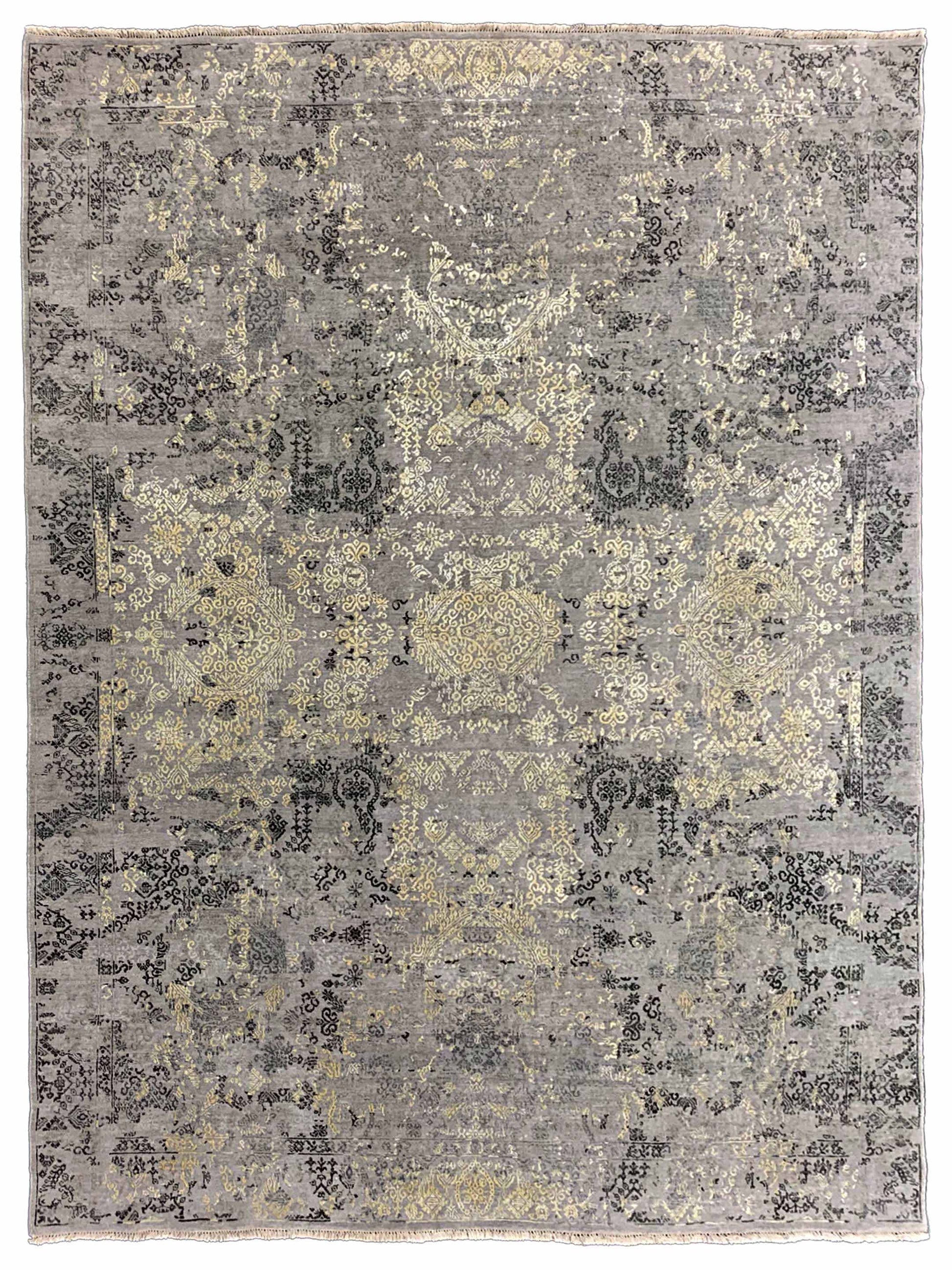 Exclusive Dazzling DL-318 Grey Ivory  Transitional Hand Knotted Rug