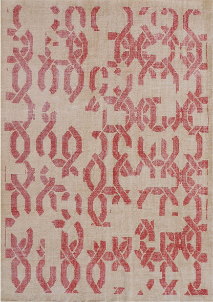 Exclusive Vintage 1A Red Beige  Modern Hand Knotted Rug