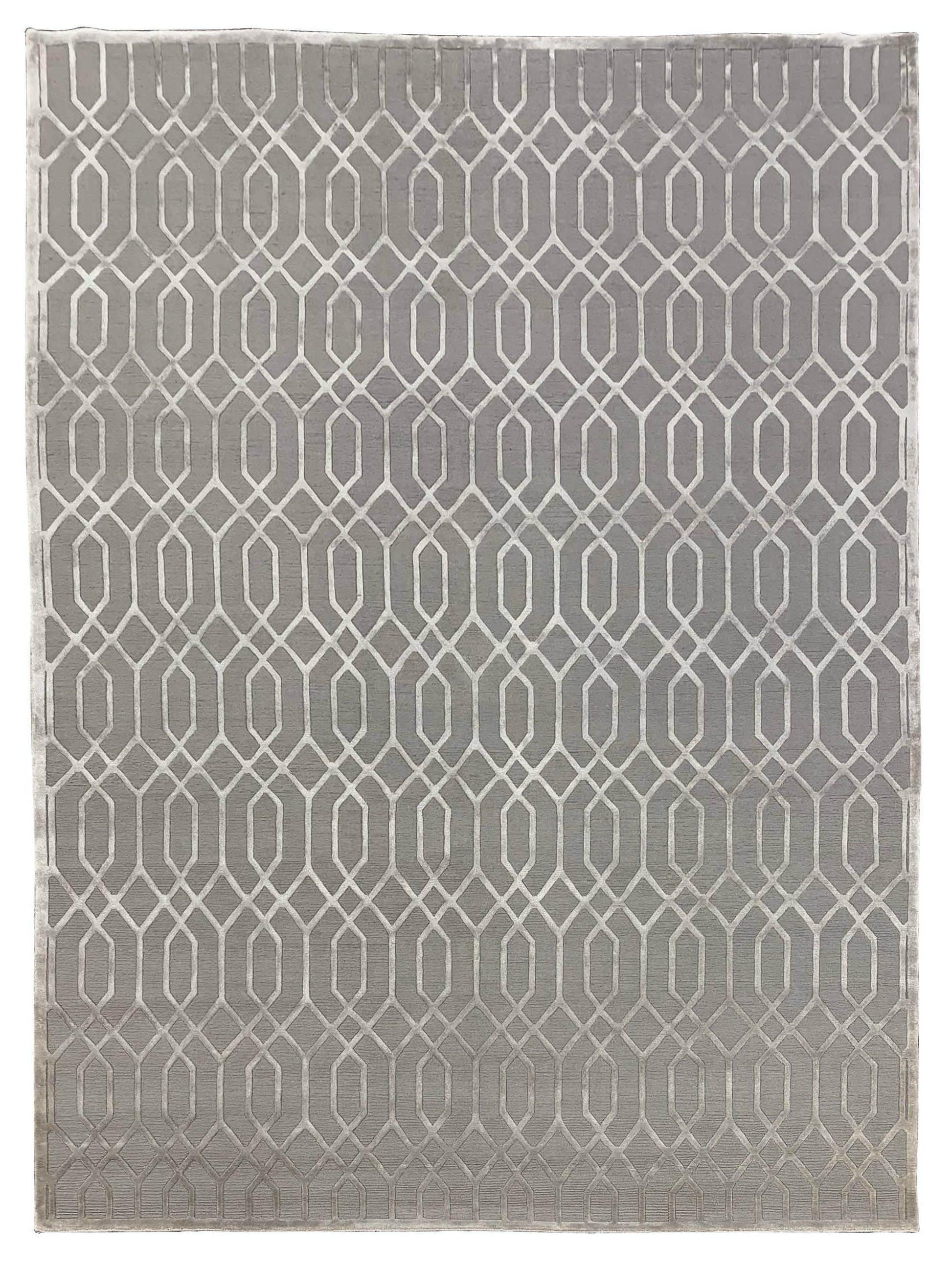Exclusive Fine Loop Cut 2016-B Silver Silver  Contemporary Hand Knotted Rug