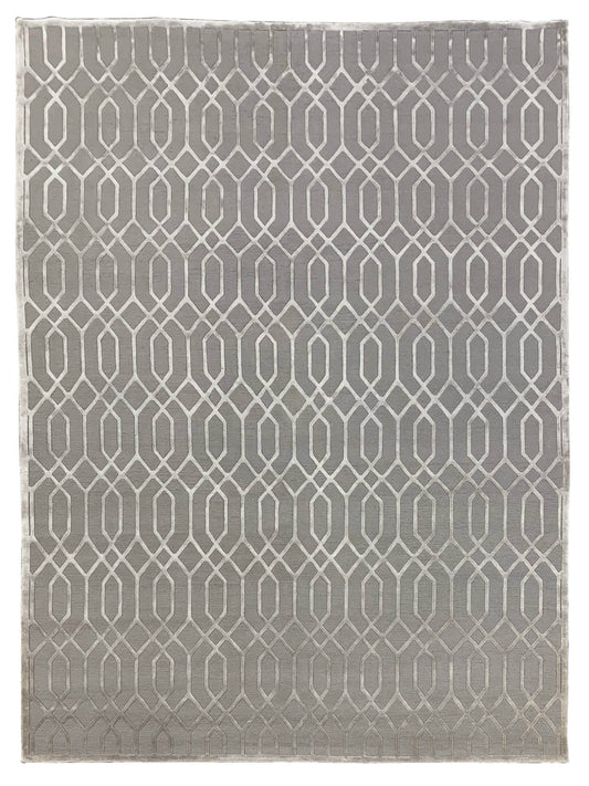 Exclusive Fine Loop Cut 2016-B Silver Silver  Contemporary Hand Knotted Rug
