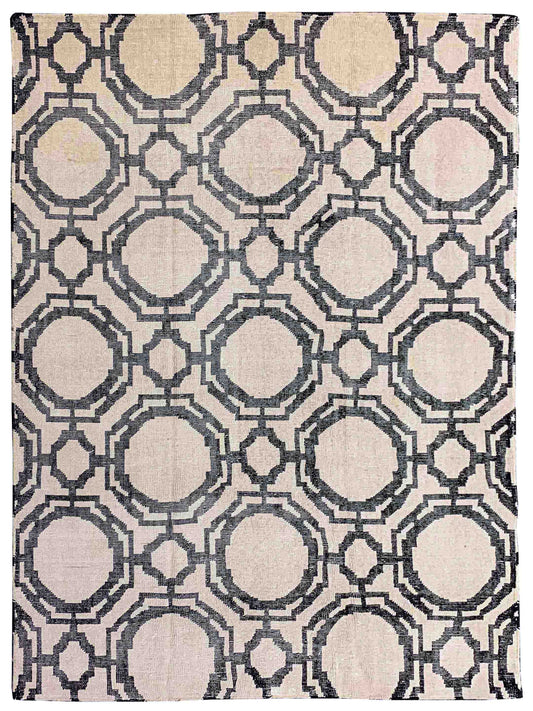 Exclusive Vintage 25 Black Beige  Modern Hand Knotted Rug