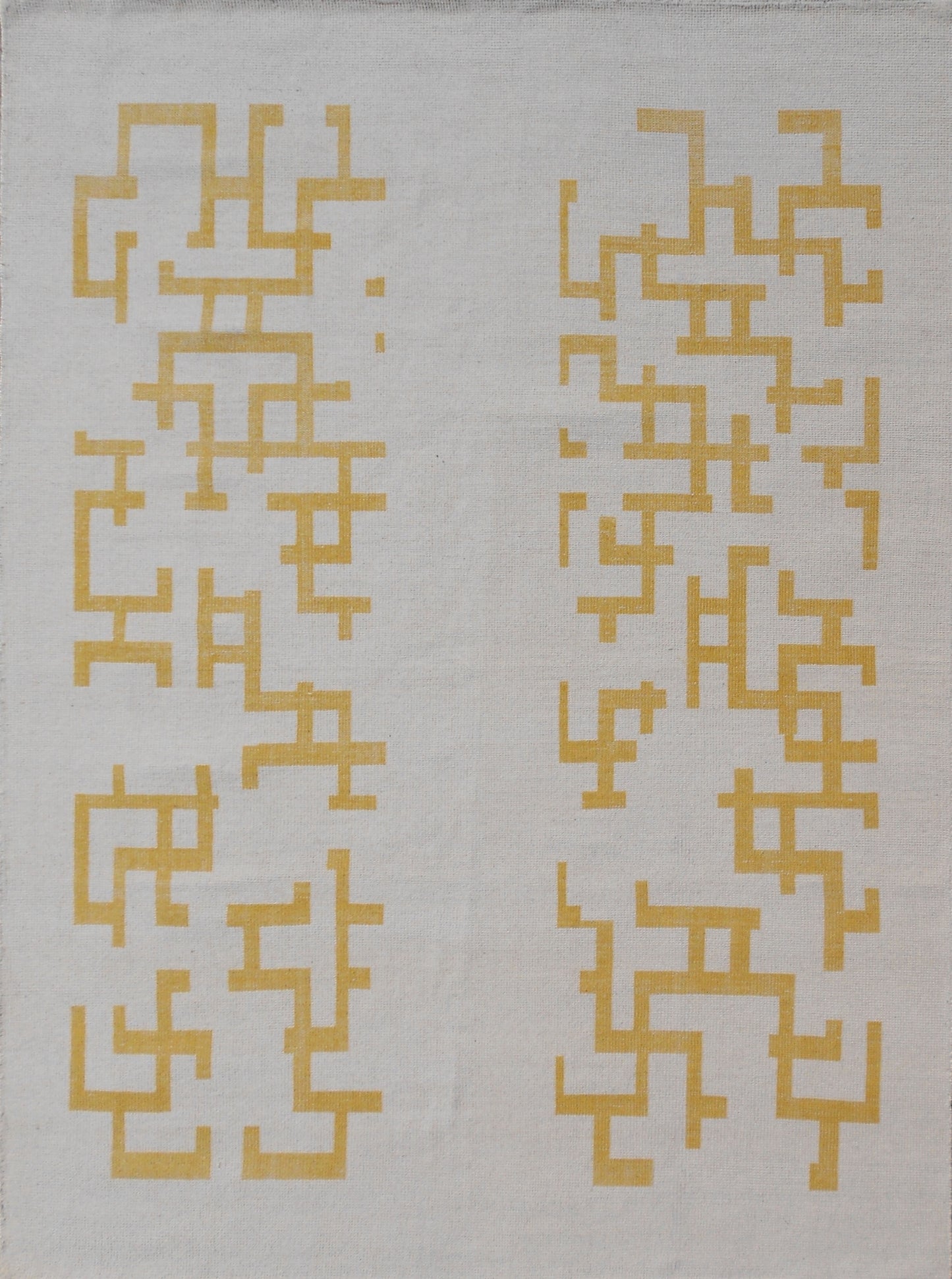 Exclusive Vintage 28 Yellow Beige  Modern Hand Knotted Rug