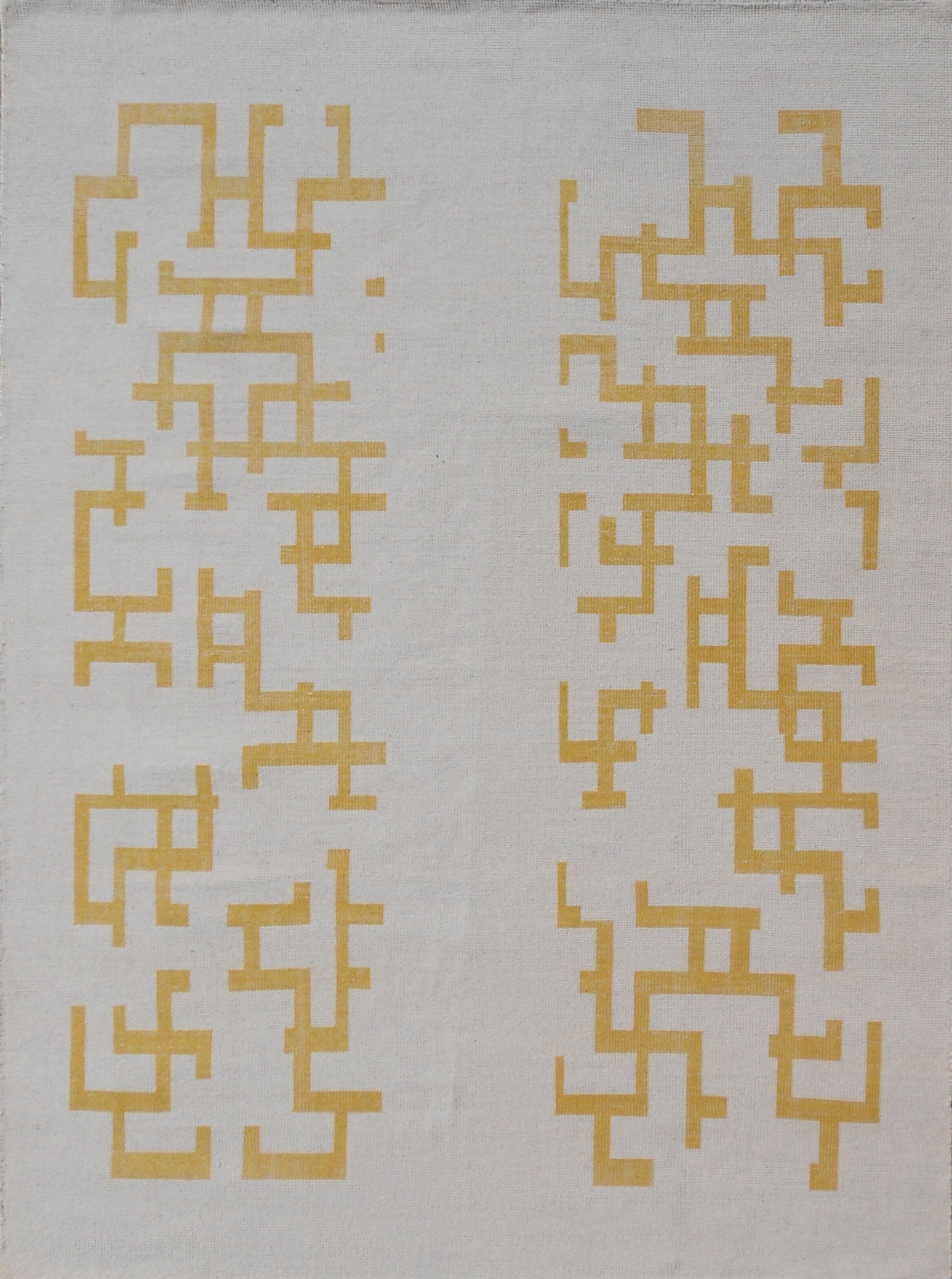 Exclusive Vintage 28 Yellow Beige  Modern Hand Knotted Rug