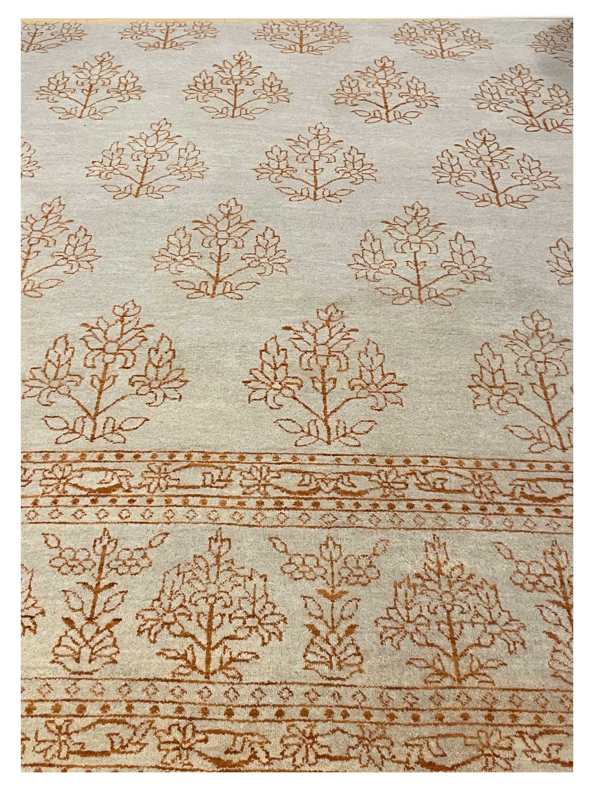 Exclusive Garden Garden Beige Orange  Transitional Hand Knotted Rug