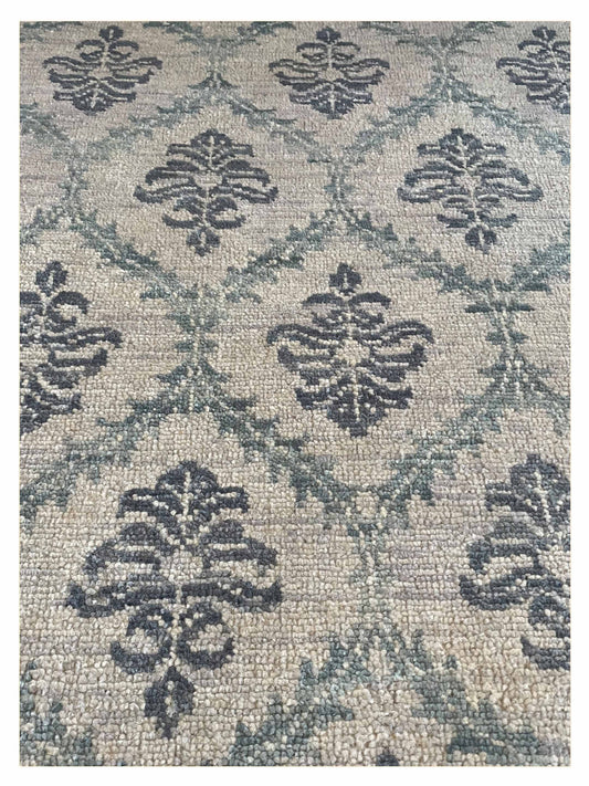 Exclusive Agra Oushak Agra Blue Grey  Transitional Hand Knotted Rug