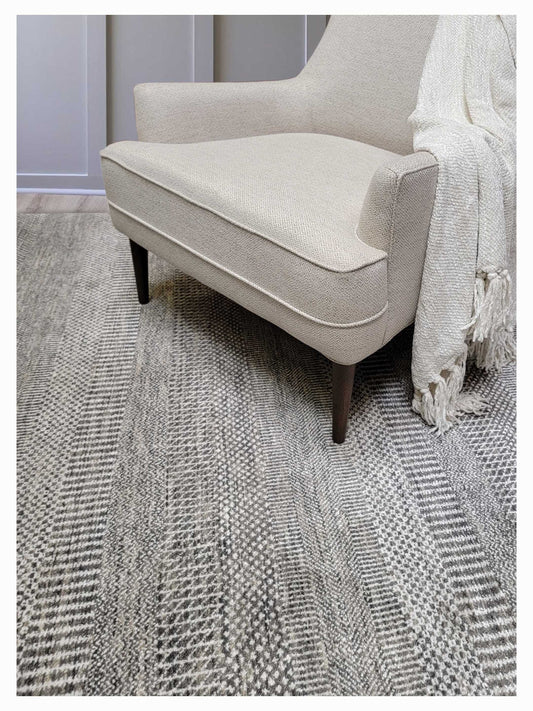 Exclusive Verde VE-103 Taupe Ivory  Transitional Hand Knotted Rug