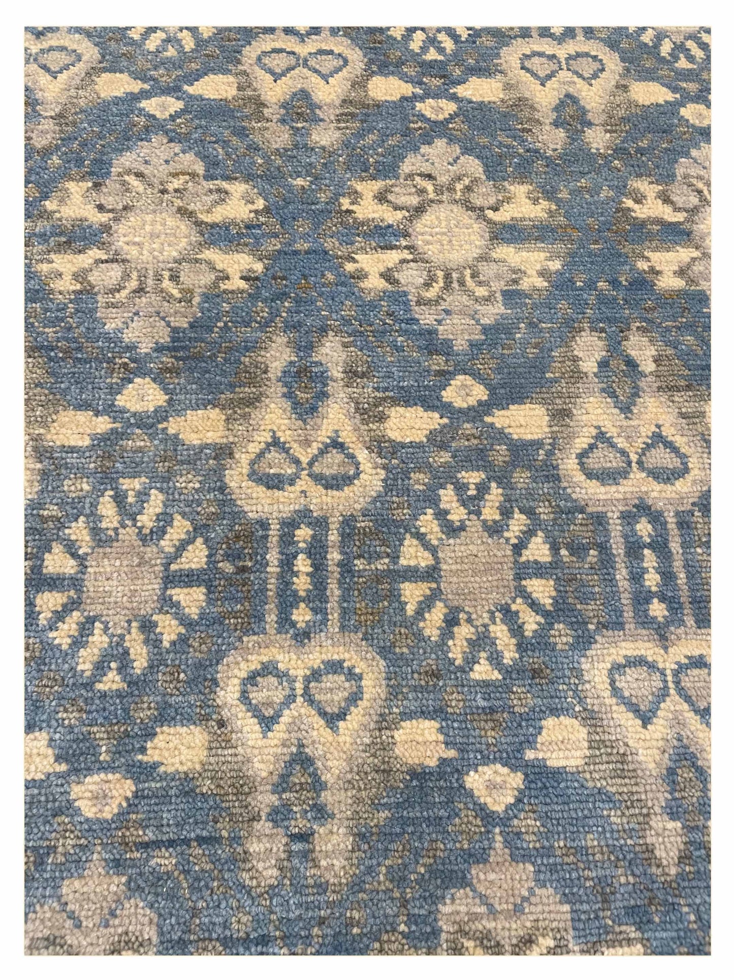 Exclusive Afghan Modern U-291 Blue Ivory  Transitional Hand Knotted Rug
