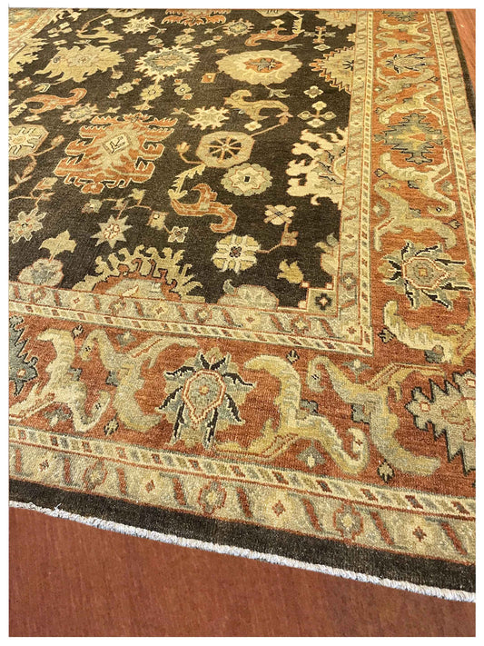 Exclusive Oushak B-48 Brown Rust  Oushak Hand Knotted Rug