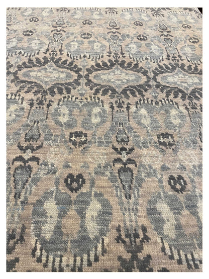 Exclusive Afghan Modern U-106 Grey Blue  Transitional Hand Knotted Rug