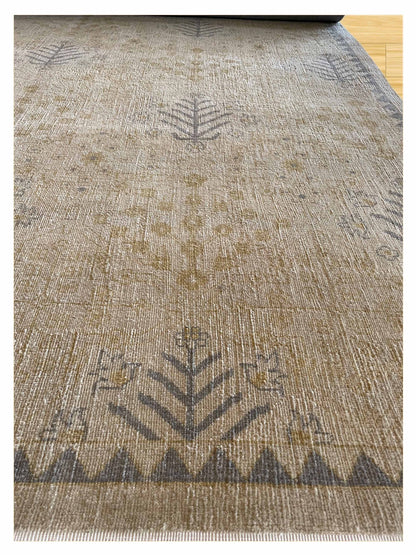 Exclusive Oushak U-92 Ivory Grey  Oushak Hand Knotted Rug