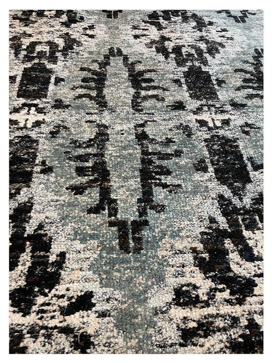 Exclusive Sari Silk SK-132 Black Grey  Modern Hand Knotted Rug