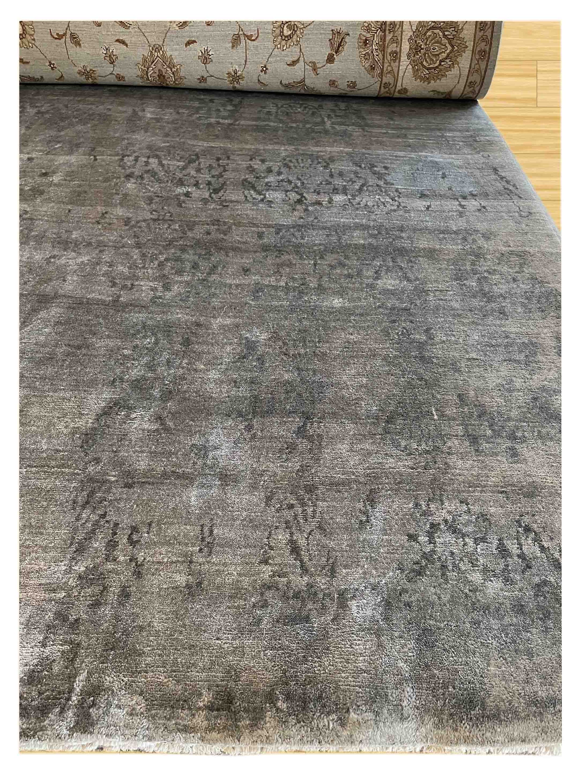 Exclusive Bamboo Silk BS-5099 Grey Grey  Transitional Hand Knotted Rug