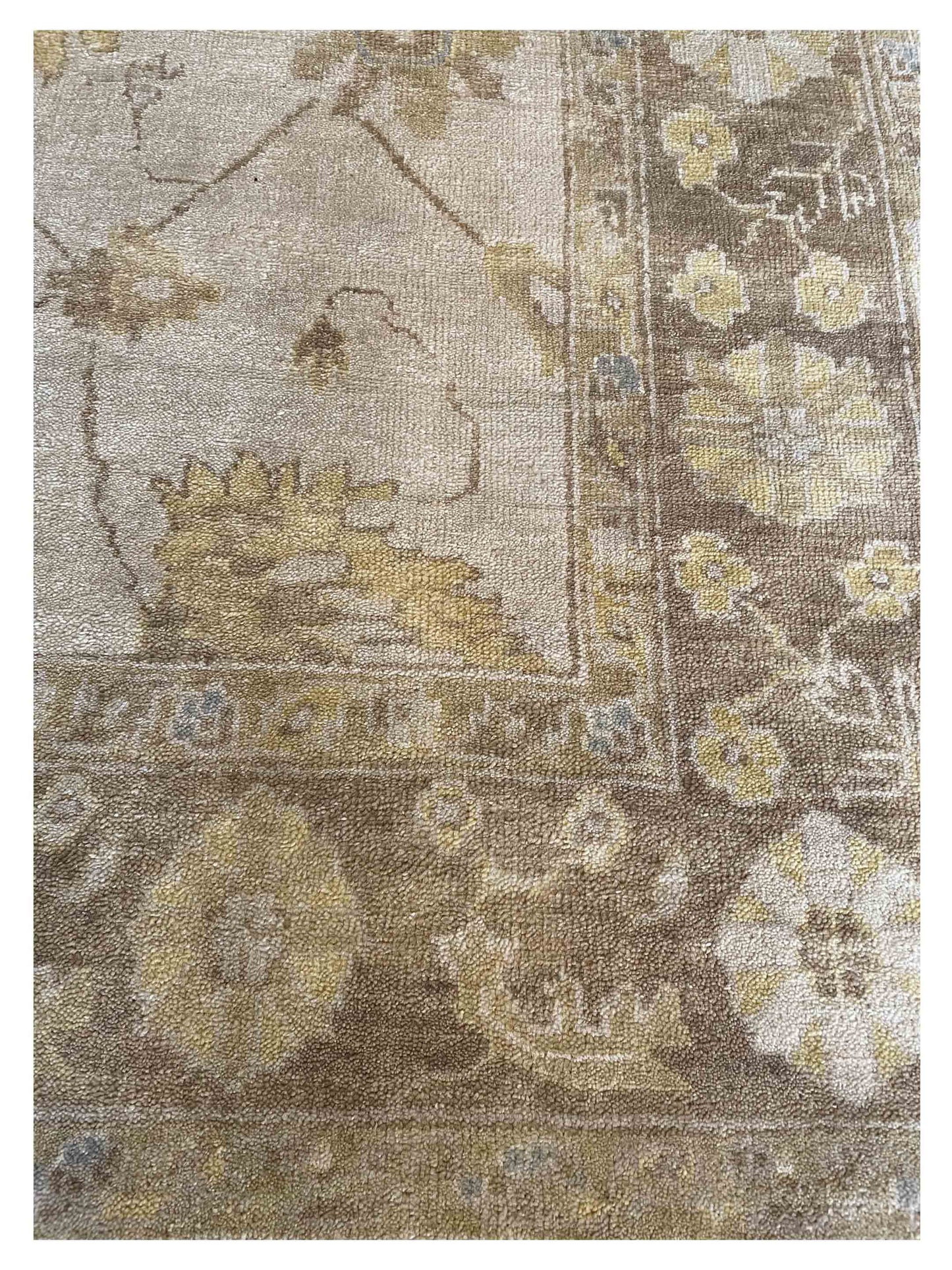 Exclusive Chobi OS Ivory Brown  Oushak Hand Knotted Rug