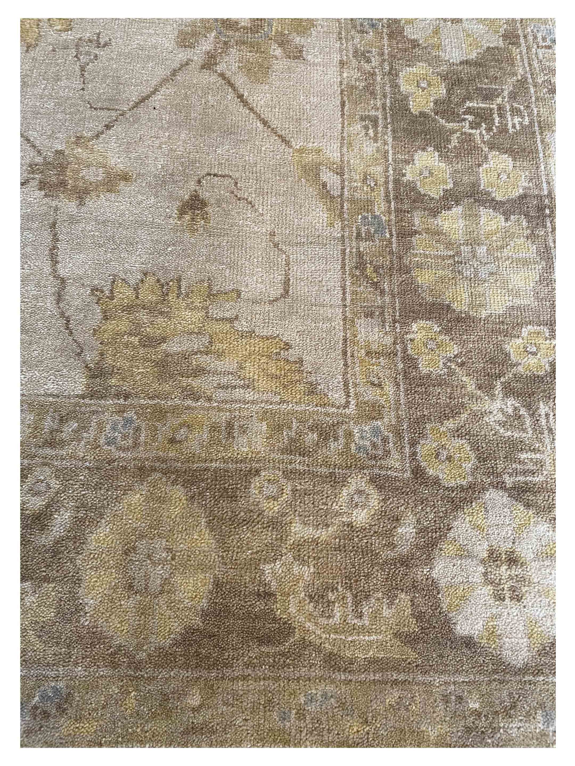 Exclusive Chobi OS Ivory Brown  Oushak Hand Knotted Rug