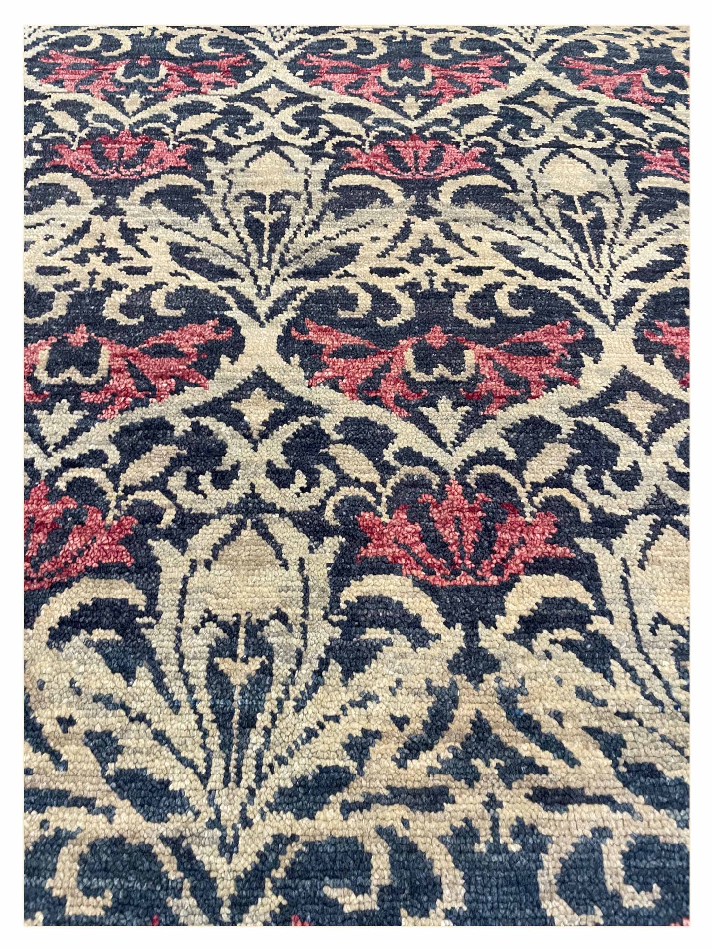 Exclusive Afghan Modern U-256 Blue Pink  Transitional Hand Knotted Rug