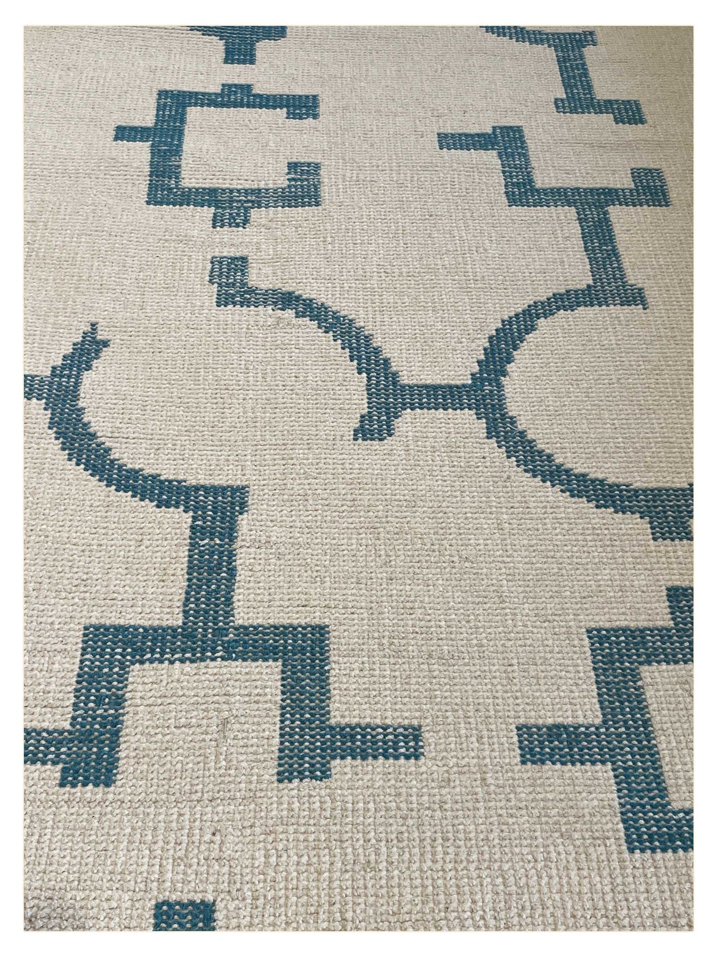 Exclusive Vintage 27A Blue Beige  Modern Hand Knotted Rug
