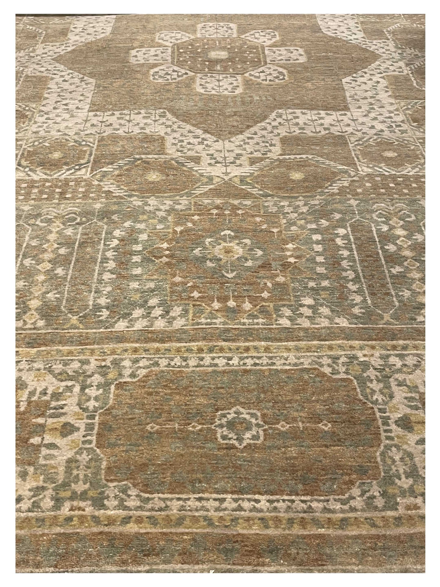 Exclusive Mamluk JM-4 Green Beige  Traditional Hand Knotted Rug