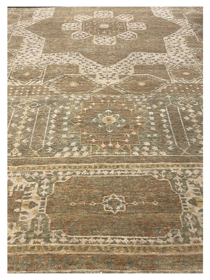 Exclusive Mamluk JM-4 Green Beige  Traditional Hand Knotted Rug