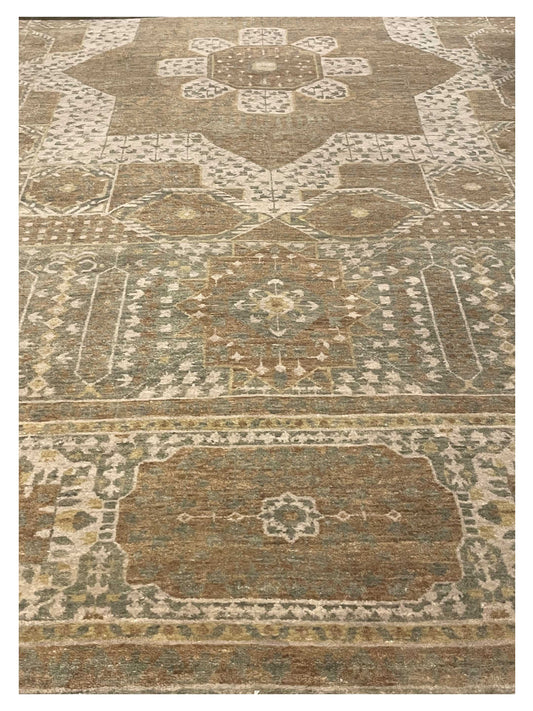 Exclusive Mamluk JM-4 Green Beige  Traditional Hand Knotted Rug