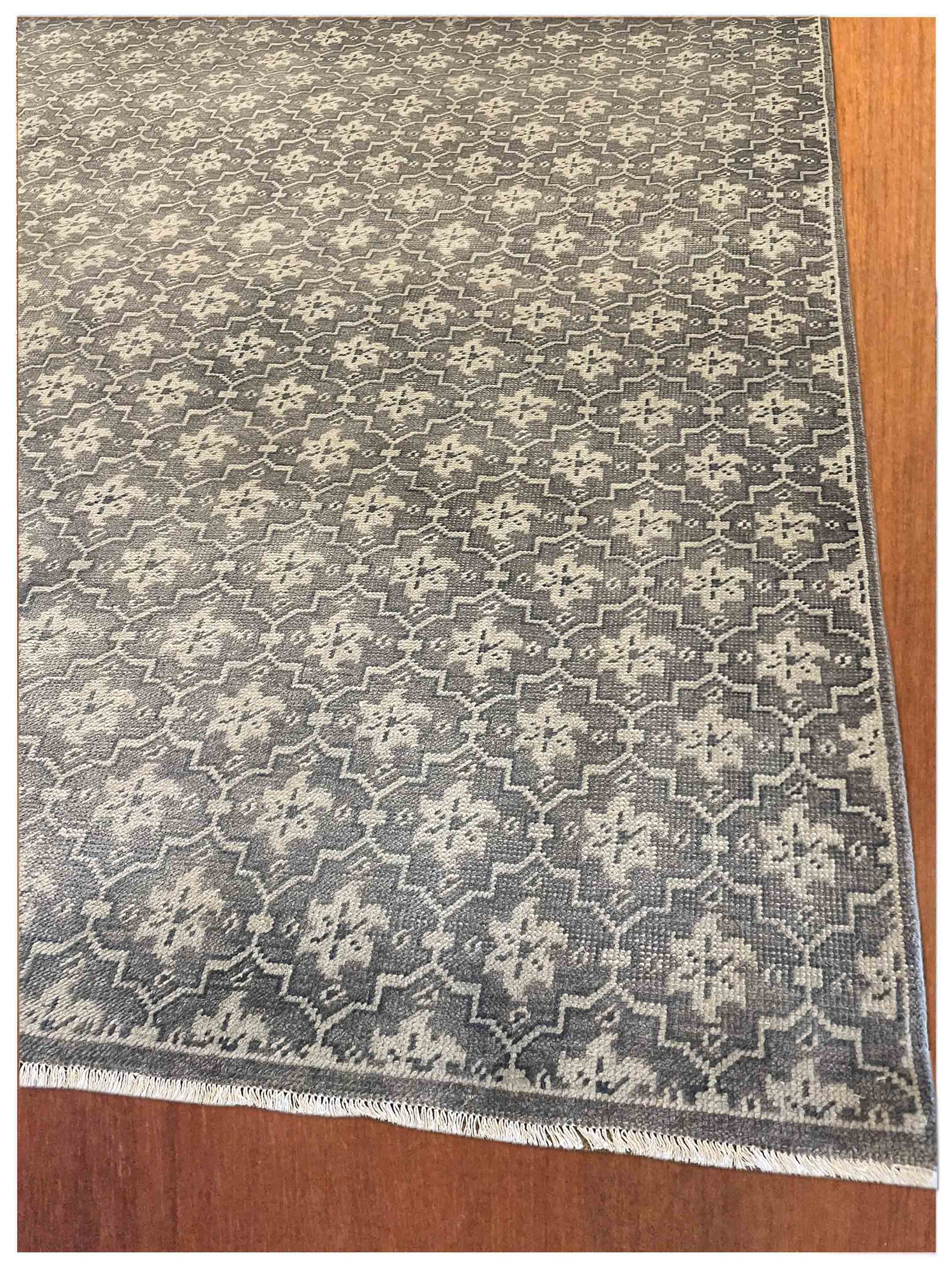 Exclusive Type R C-02 Lt.Grey Dk.Grey  Transitional Hand Knotted Rug