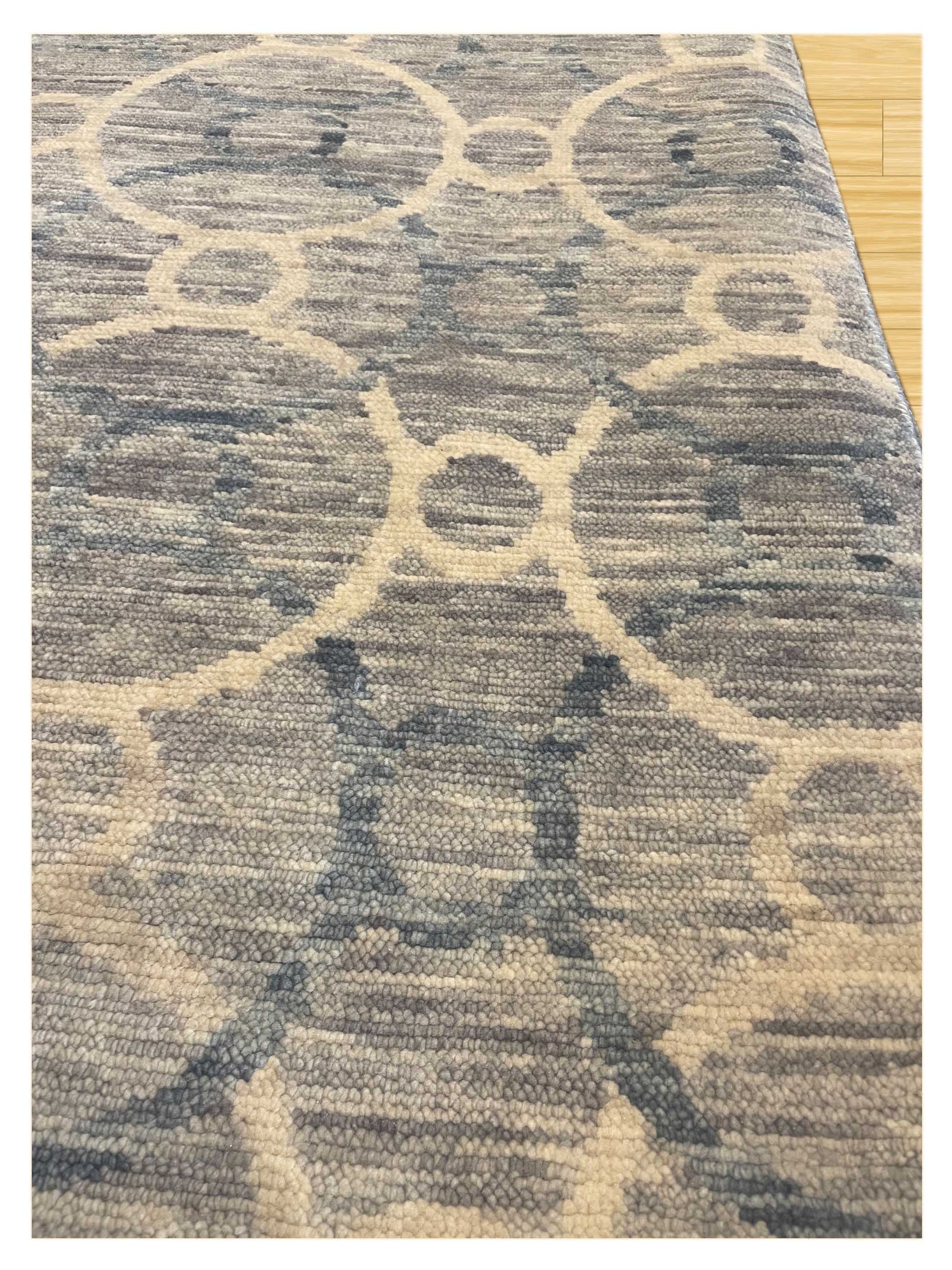 Exclusive Afghan Modern U-393 Blue Ivory  Transitional Hand Knotted Rug