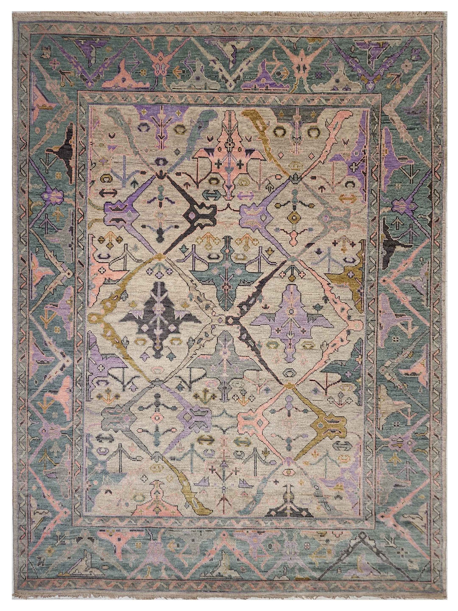 Exclusive Blossom FB-544 Beige Multi  Oushak Hand Knotted Rug
