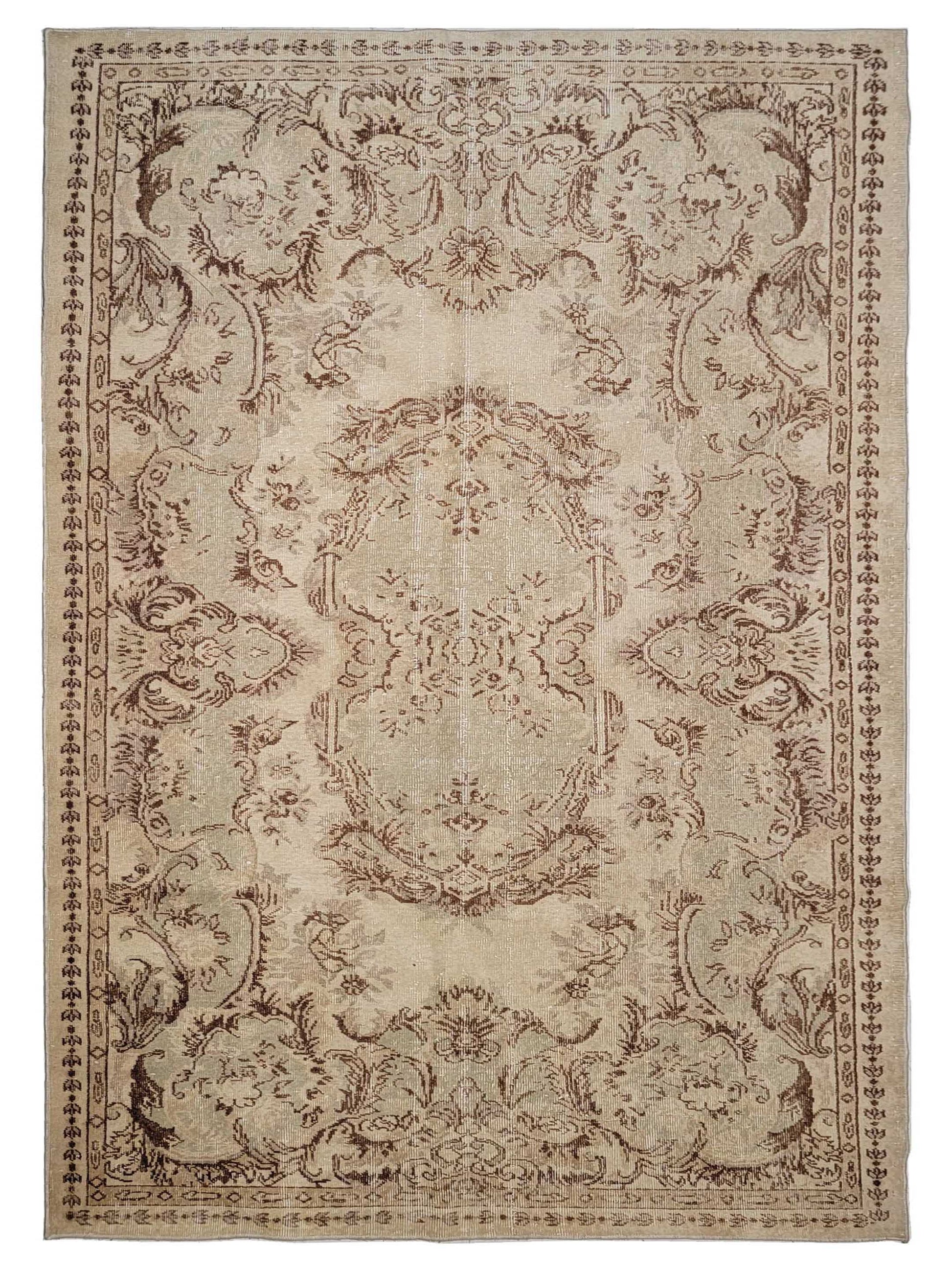 Exclusive Anatolian Vintage 312185 Beige Pink  Vintage Hand Knotted Rug