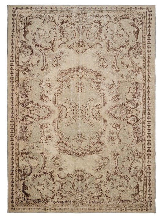 Exclusive Anatolian Vintage 312185 Beige Pink  Vintage Hand Knotted Rug