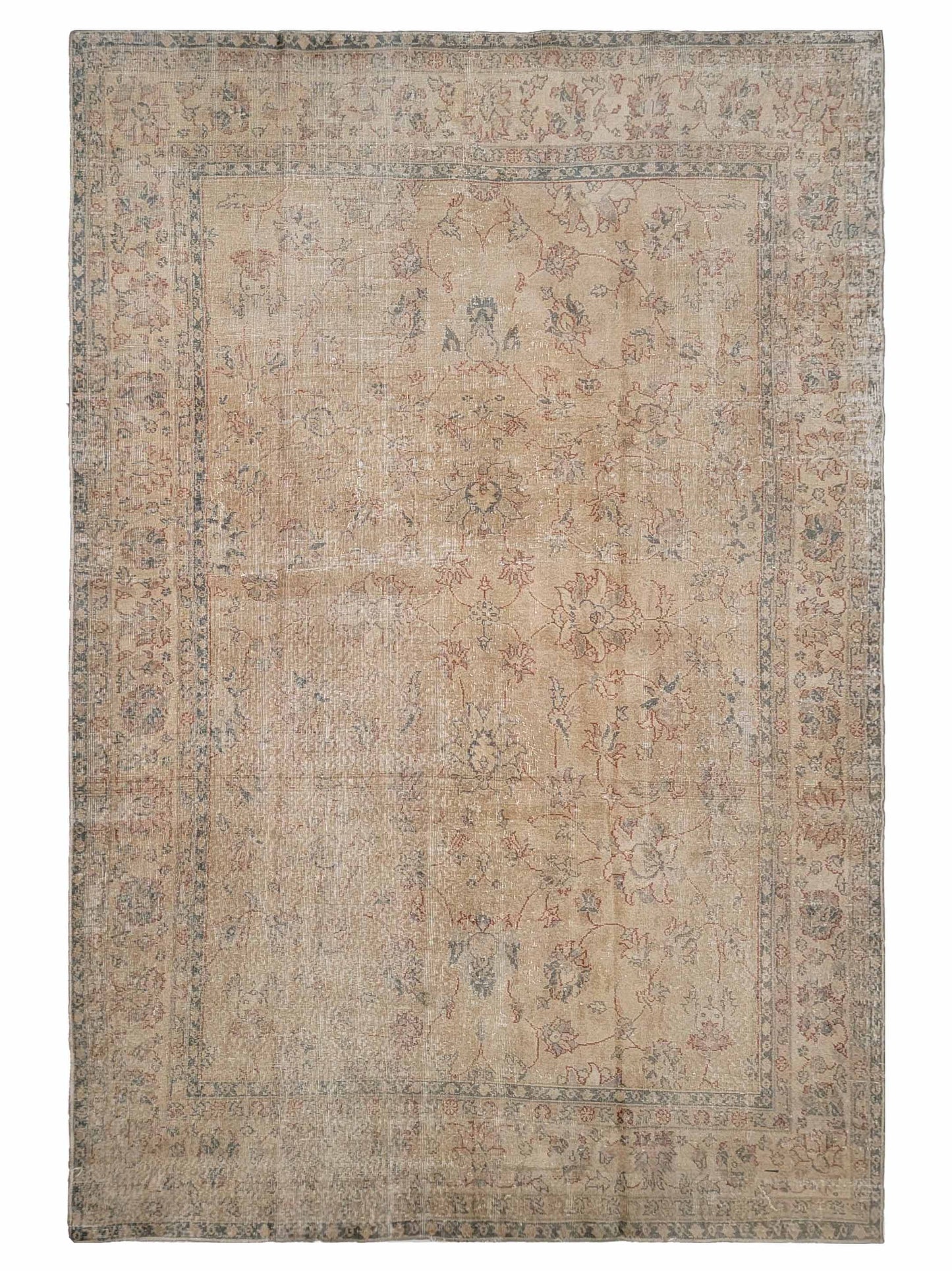 Exclusive Anatolian Vintage 312829 Beige Aqua  Vintage Hand Knotted Rug