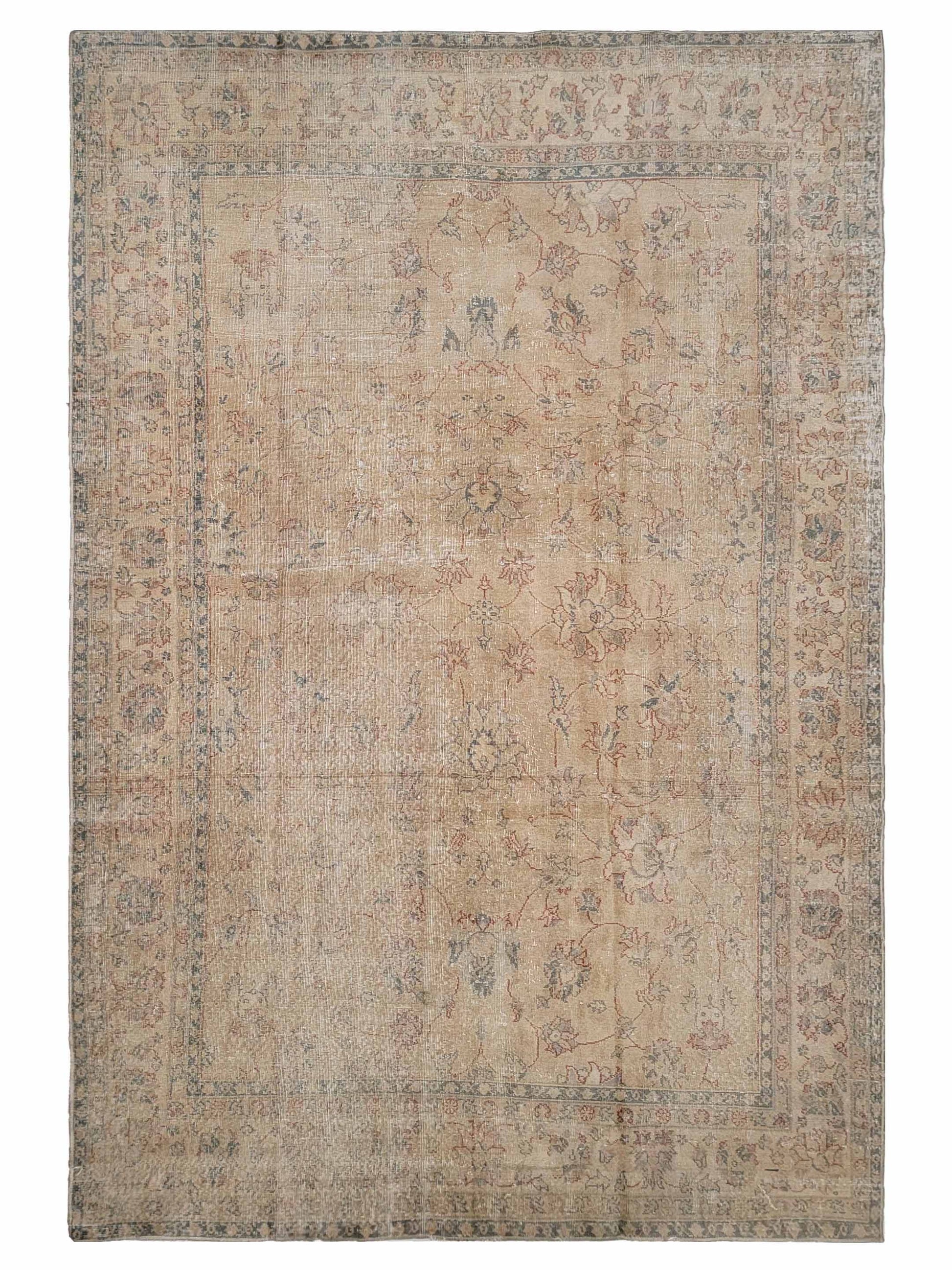 Exclusive Anatolian Vintage 312829 Beige Aqua  Vintage Hand Knotted Rug