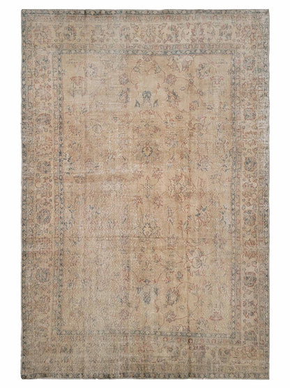Exclusive Anatolian Vintage 312829 Beige Aqua  Vintage Hand Knotted Rug