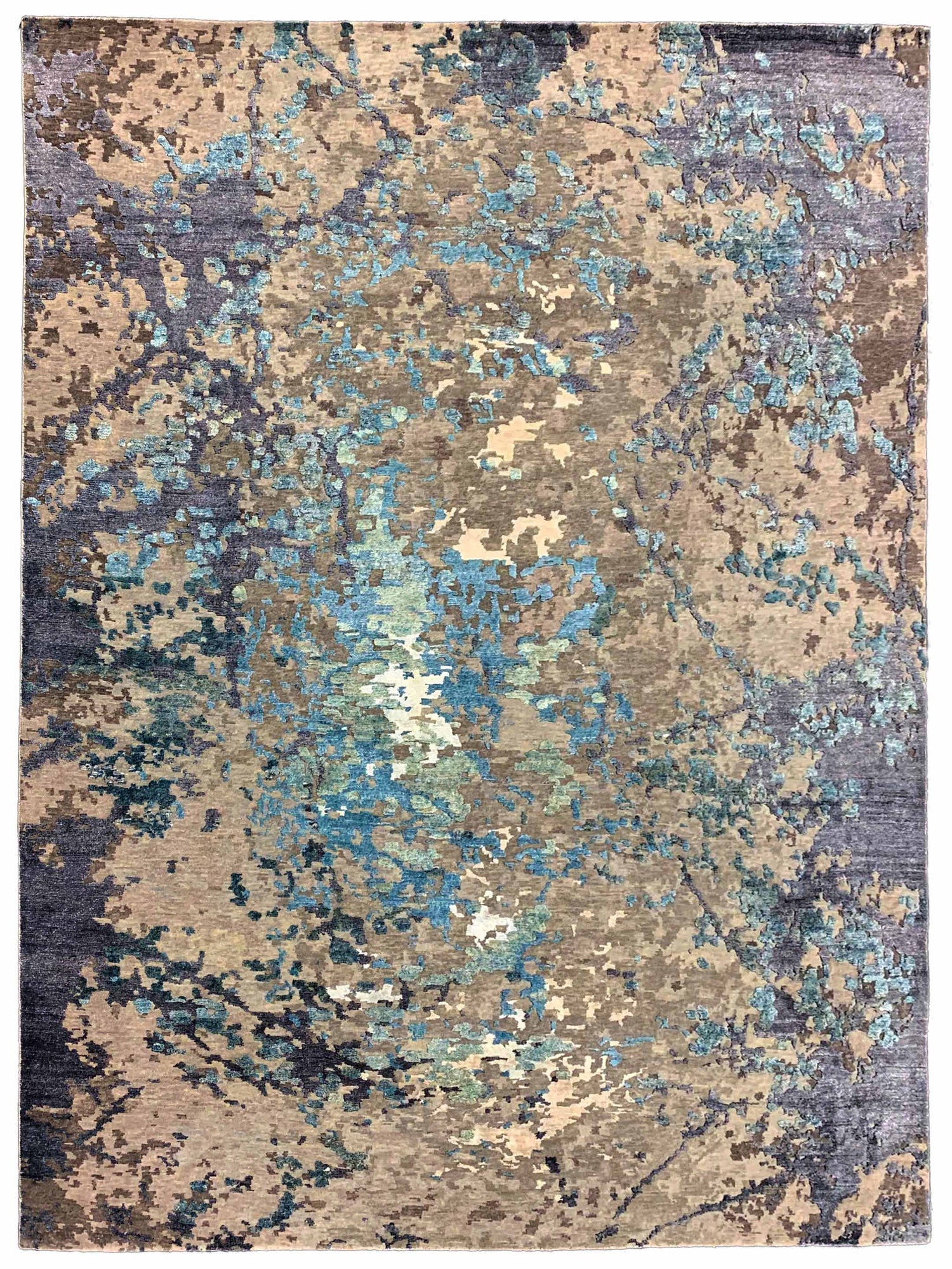 Exclusive Tibetino A-21 Beige Turquoise  Contemporary Hand Knotted Rug