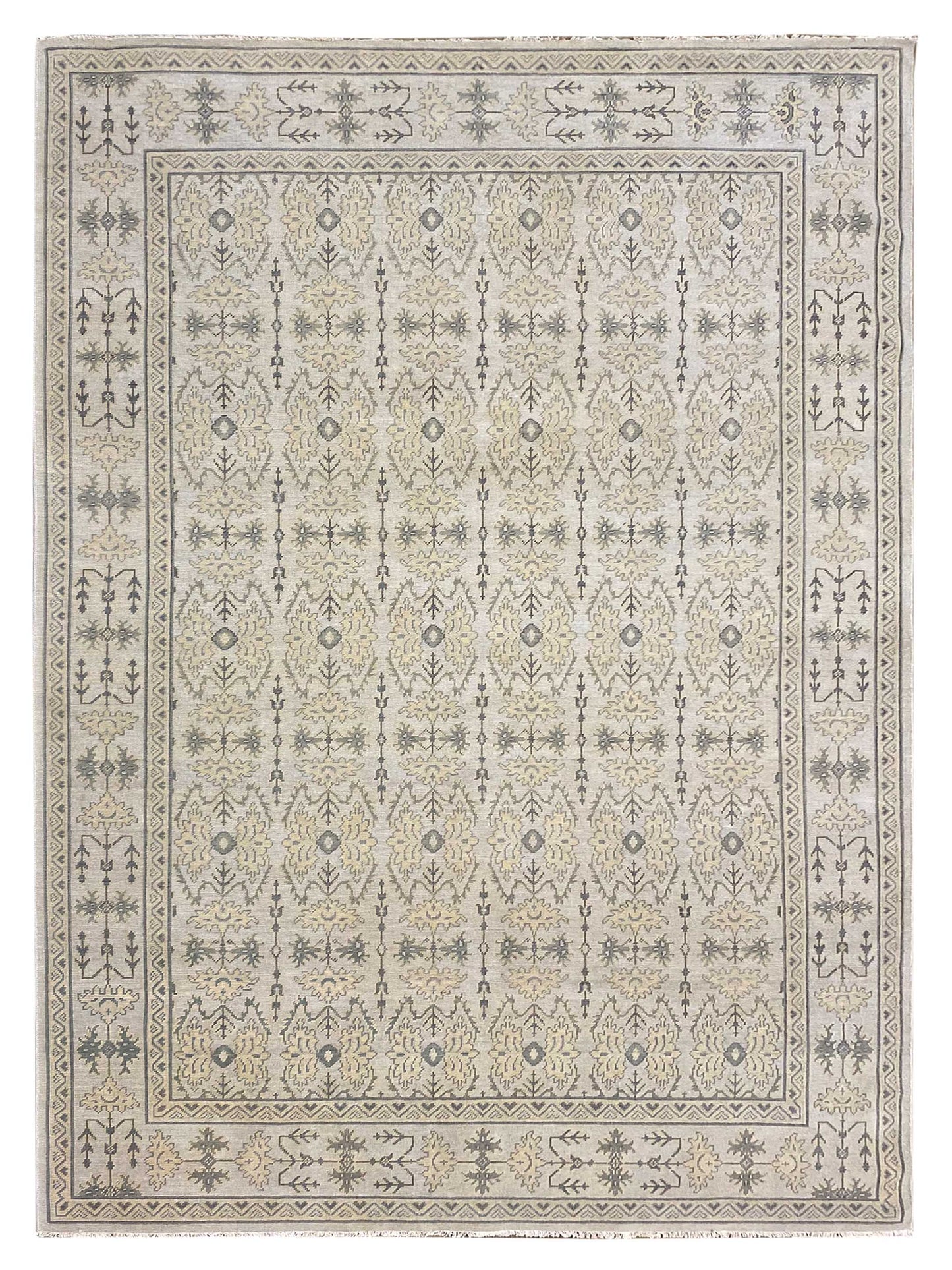 Exclusive Oushak AL-313 Lt.Grey Dk Grey  Oushak Hand Knotted Rug