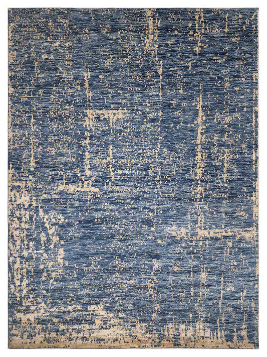 Exclusive Arast ART-1385 Blue Ivory  Mid Century Modern Hand Knotted Rug