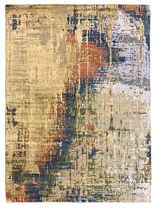 Exclusive Dazzling DL-339 Green Blue  Transitional Hand Knotted Rug