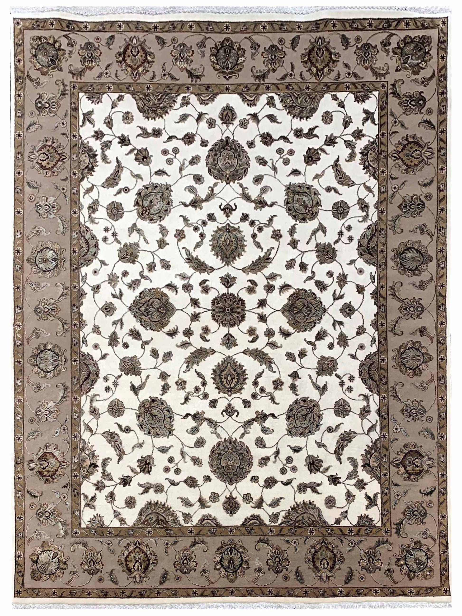 Exclusive Wool Silk WS-829 Ivory Gold  Traditional Hand Knotted Rug