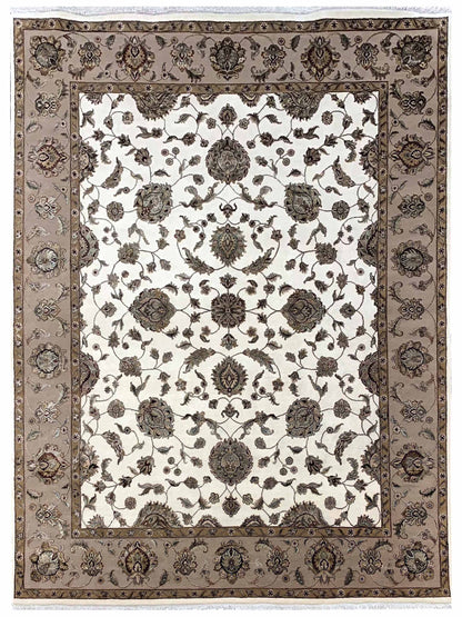 Exclusive Wool Silk WS-829 Ivory Gold  Traditional Hand Knotted Rug