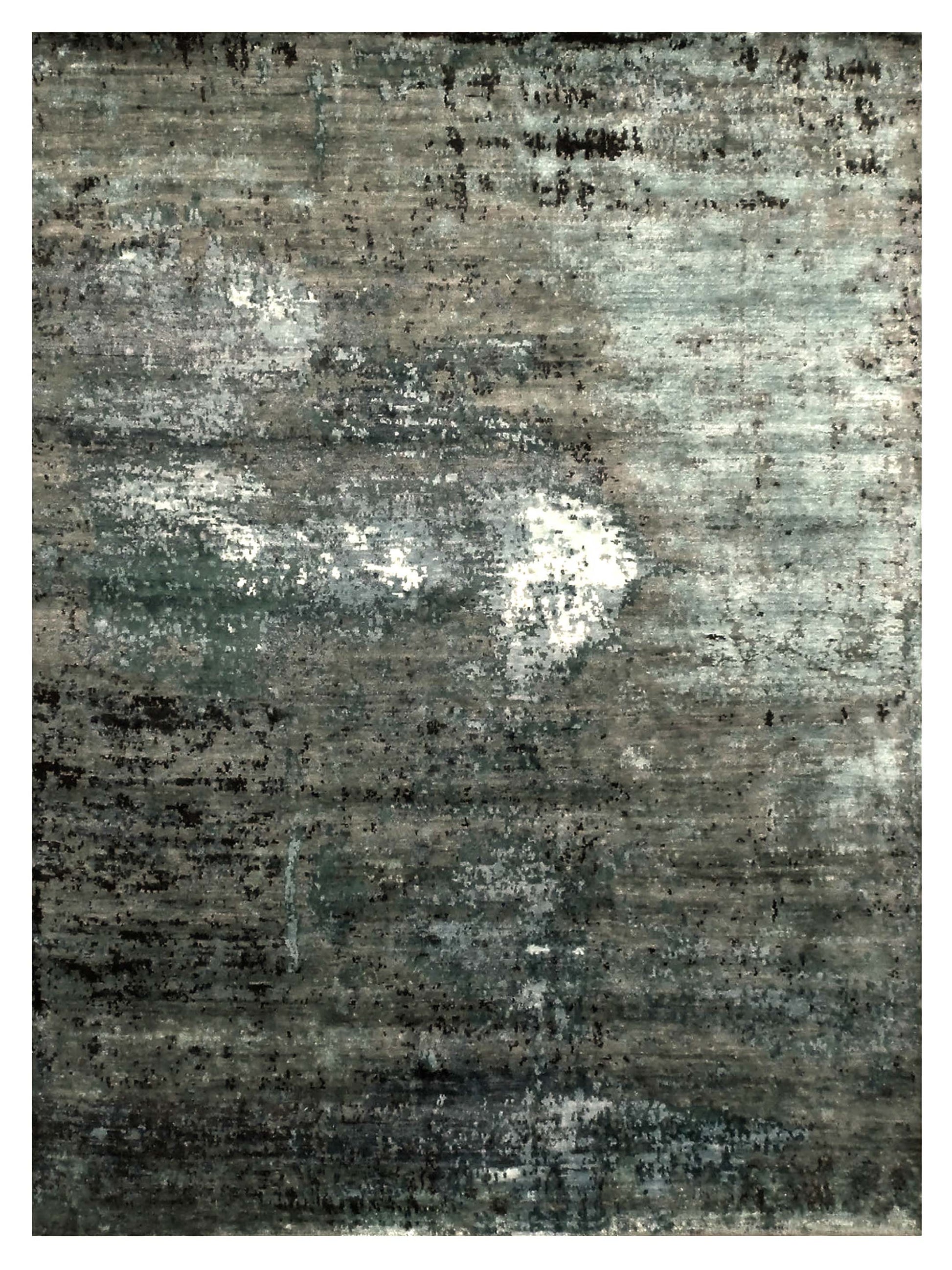 Exclusive Mantra MN-203 Green Silver  Contemporary Hand Knotted Rug