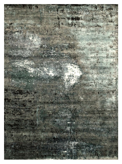 Exclusive Mantra MN-203 Green Silver  Contemporary Hand Knotted Rug