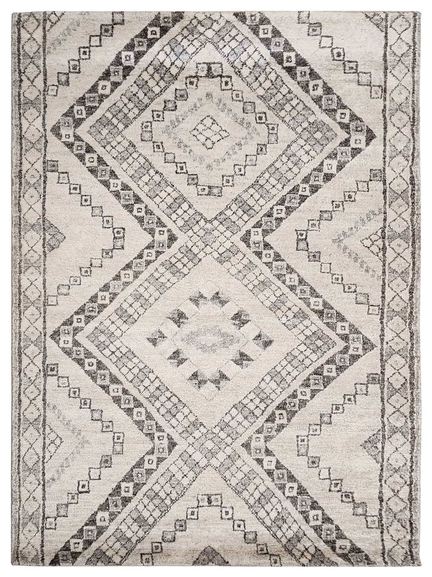 Exclusive Moroccan Mohair MO-9872 Ivory Taupe  Contemporary Hand Knotted Rug