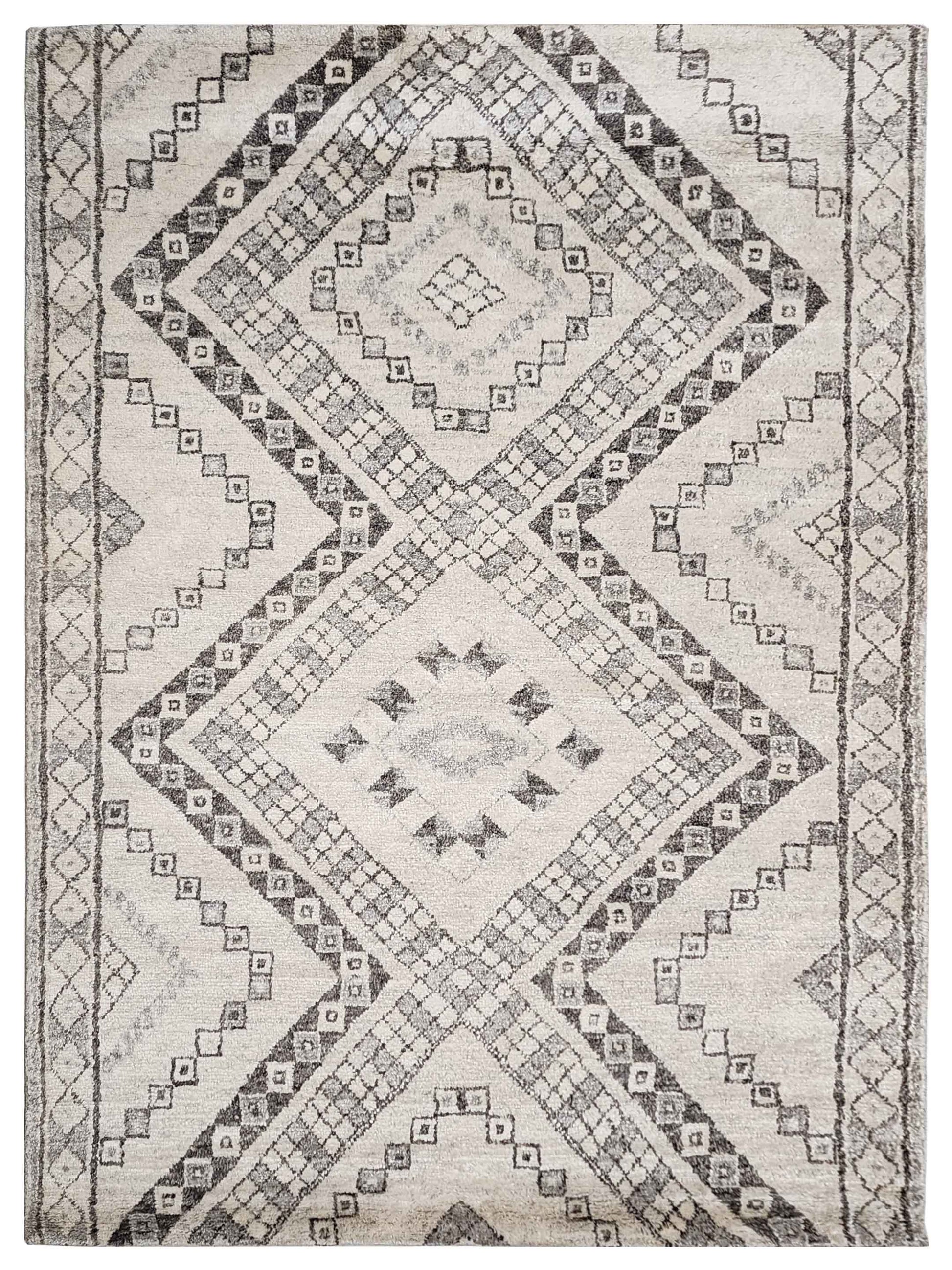 Exclusive Moroccan Mohair MO-9872 Ivory Taupe  Contemporary Hand Knotted Rug