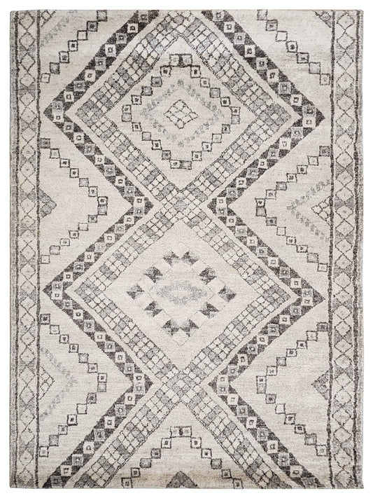 Exclusive Moroccan Mohair MO-9872 Ivory Taupe  Contemporary Hand Knotted Rug