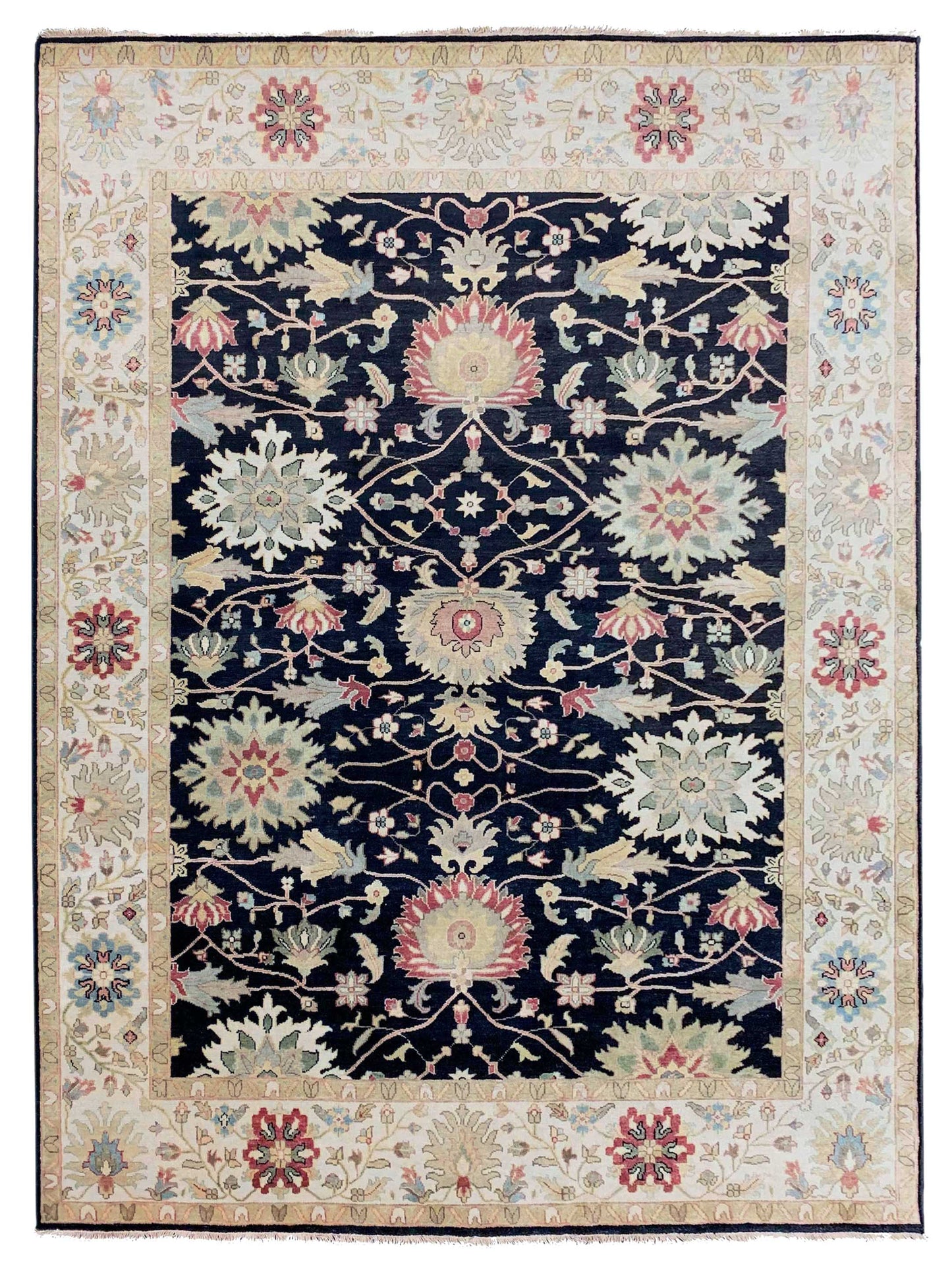 Exclusive Chobi CB-204 Black Ivory  Transitional Hand Knotted Rug