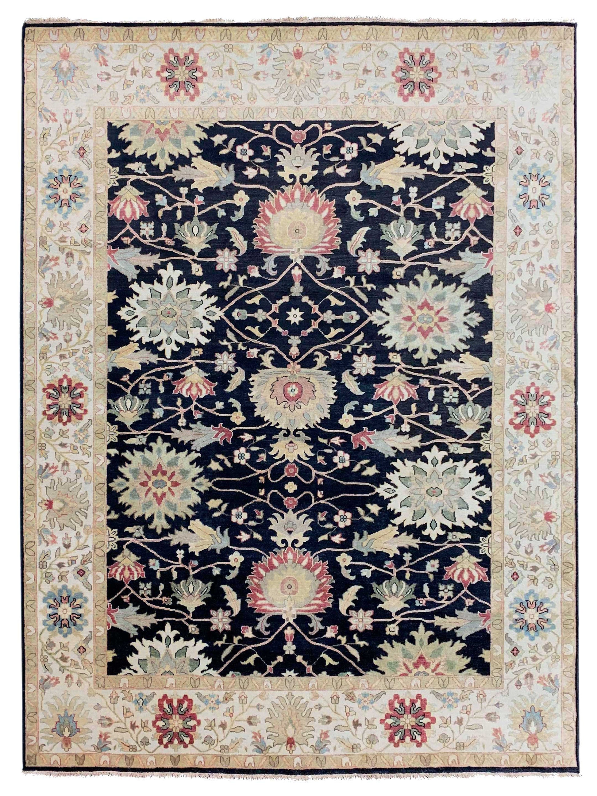 Exclusive Chobi CB-204 Black Ivory  Transitional Hand Knotted Rug