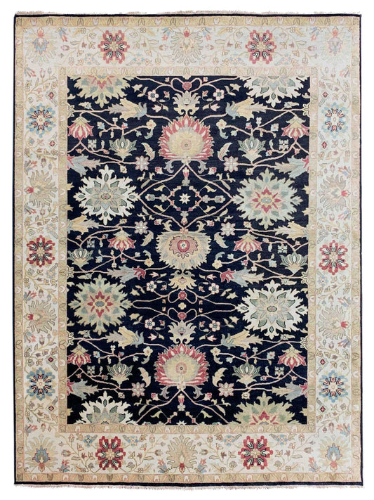 Exclusive Chobi CB-204 Black Ivory  Transitional Hand Knotted Rug