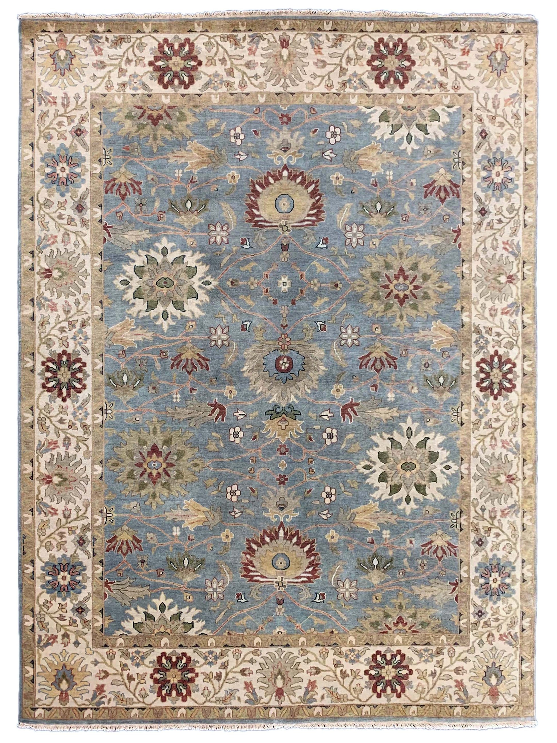 Exclusive Chobi CB-204 Lt.Blue Ivory  Transitional Hand Knotted Rug