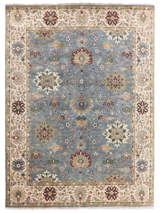 Exclusive Chobi CB-204 Lt.Blue Ivory  Transitional Hand Knotted Rug